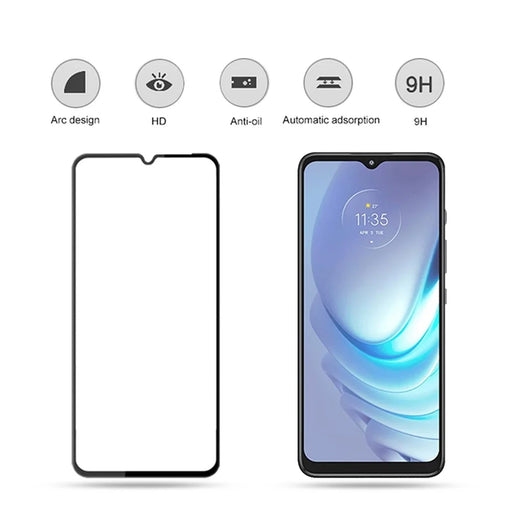 MOCOLO Full Screen Protector for Motorola Moto G50 4G Tempered Glass Silk Printing Secondary Hardening Film - Black - 2
