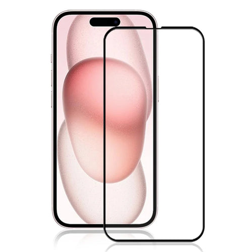 MOCOLO Tempered Glass Full Screen Protector for iPhone 15 , Silk Printing Secondary Hardening Film - Black - 1
