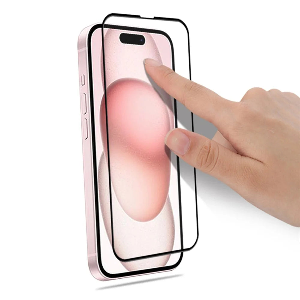 MOCOLO For iPhone 15 Plus Silk Printing Full Screen Protector Tempered Glass Secondary Hardening Film - Black - 3