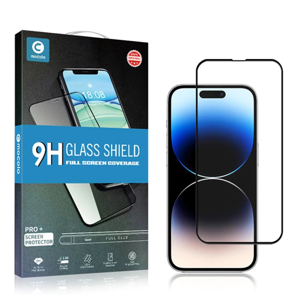 MOCOLO For iPhone 15 Pro Max Tempered Glass Secondary Hardening Silk Printing HD Clear Full Screen Protector - Black - 6