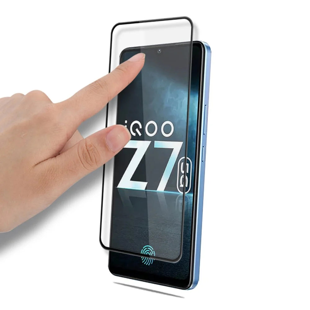 MOCOLO Full Screen Protector for vivo iQOO Z7 5G , Tempered Glass Silk Printing Secondary Hardening Film - Black - 4