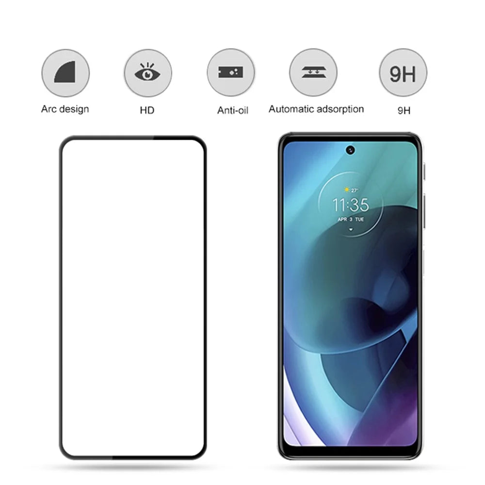 MOCOLO Screen Protector for Motorola Moto G71 5G , Tempered Glass Silk Printing Secondary Hardening Full Screen Film - Black - 2