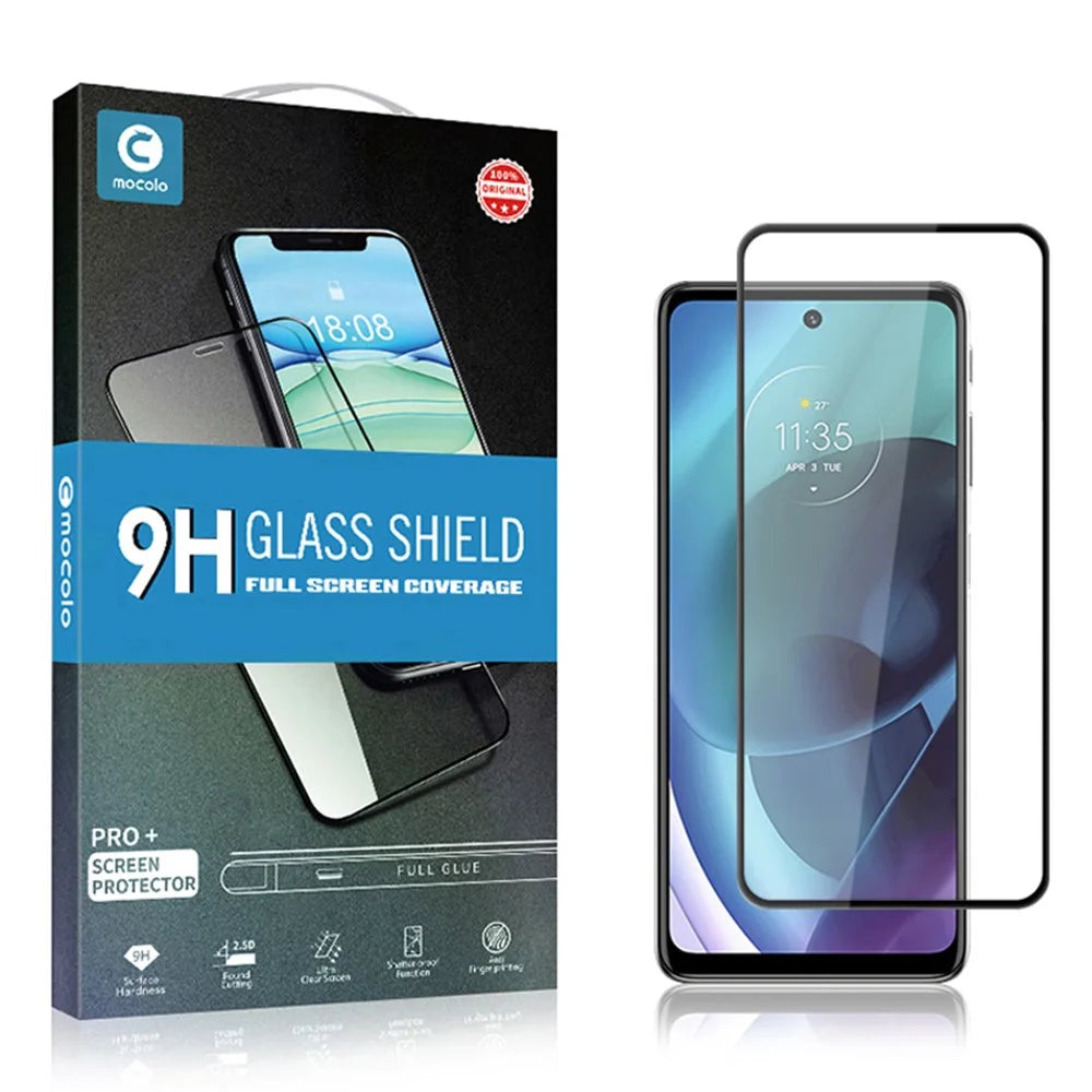 MOCOLO Screen Protector for Motorola Moto G71 5G , Tempered Glass Silk Printing Secondary Hardening Full Screen Film - Black - 7