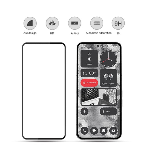 MOCOLO Silk Printing Screen Protector for Nothing Phone (2) , Full Glue Full Coverage Tempered Glass Film - Black - 2