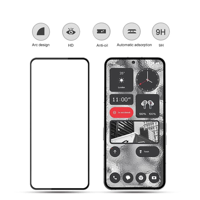 MOCOLO Silk Printing Screen Protector for Nothing Phone (2) , Full Glue Full Coverage Tempered Glass Film - Black - 2