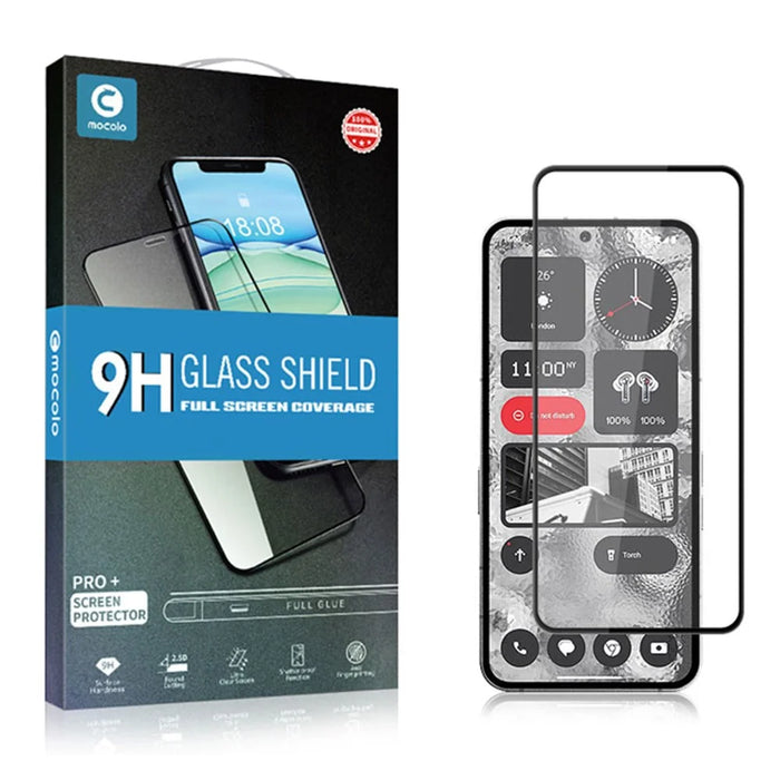 MOCOLO Silk Printing Screen Protector for Nothing Phone (2) , Full Glue Full Coverage Tempered Glass Film - Black - 7