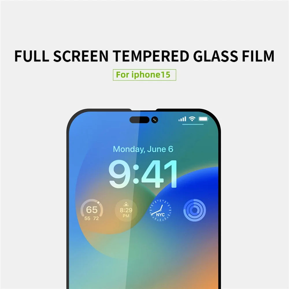MOFI JK Tempered Glass Film Series-1 for iPhone 15 Full Screen Protector Full Glue High Aluminum-silicon Glass Film - 3