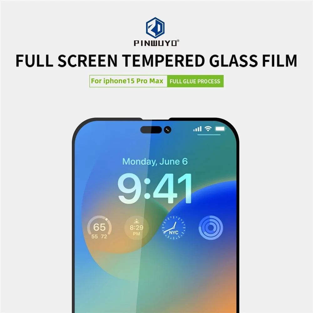 PINWUYO For iPhone 15 Pro Max JK Tempered Glass Film Series-2 Full Screen Protector High Aluminum-silicon Glass Film - 3