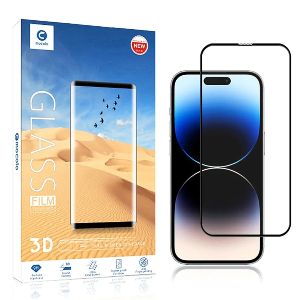 MOCOLO For iPhone 15 Pro Max Black Edge Full Glue Complete Cover Film 3D Curved Tempered Glass Screen Protector - 5