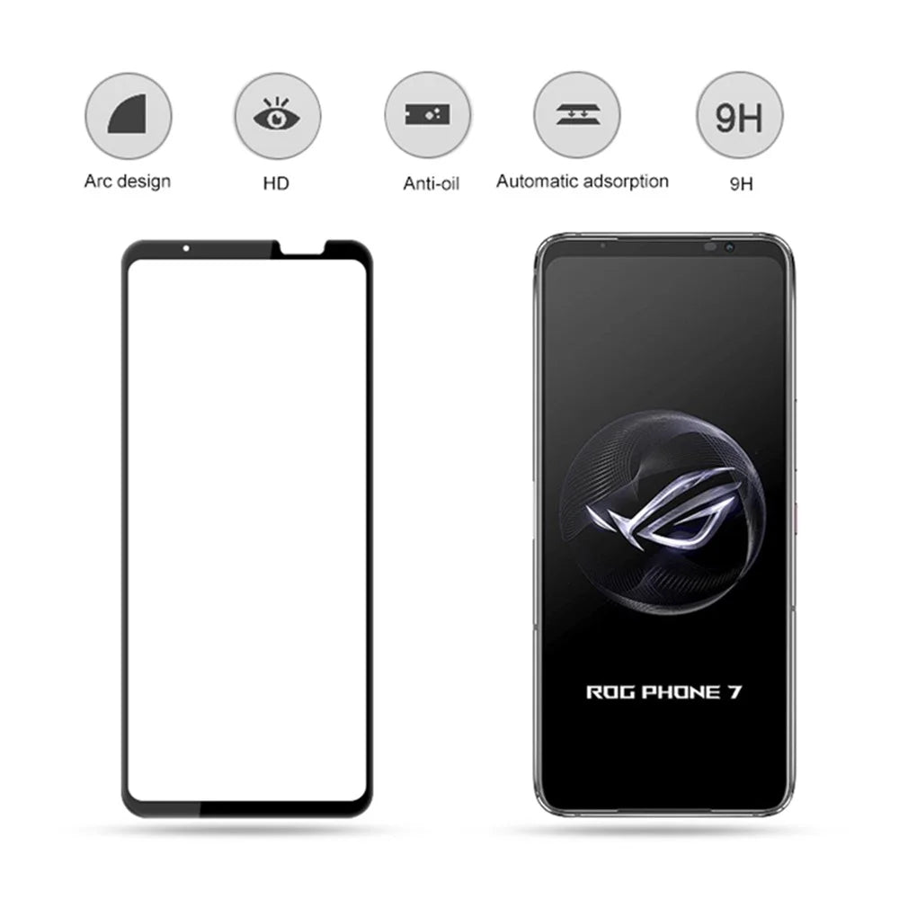 MOCOLO For Asus ROG Phone 7 5G Full Screen Protector Full Glue Silk Printing Tempered Glass Film - Black - 2