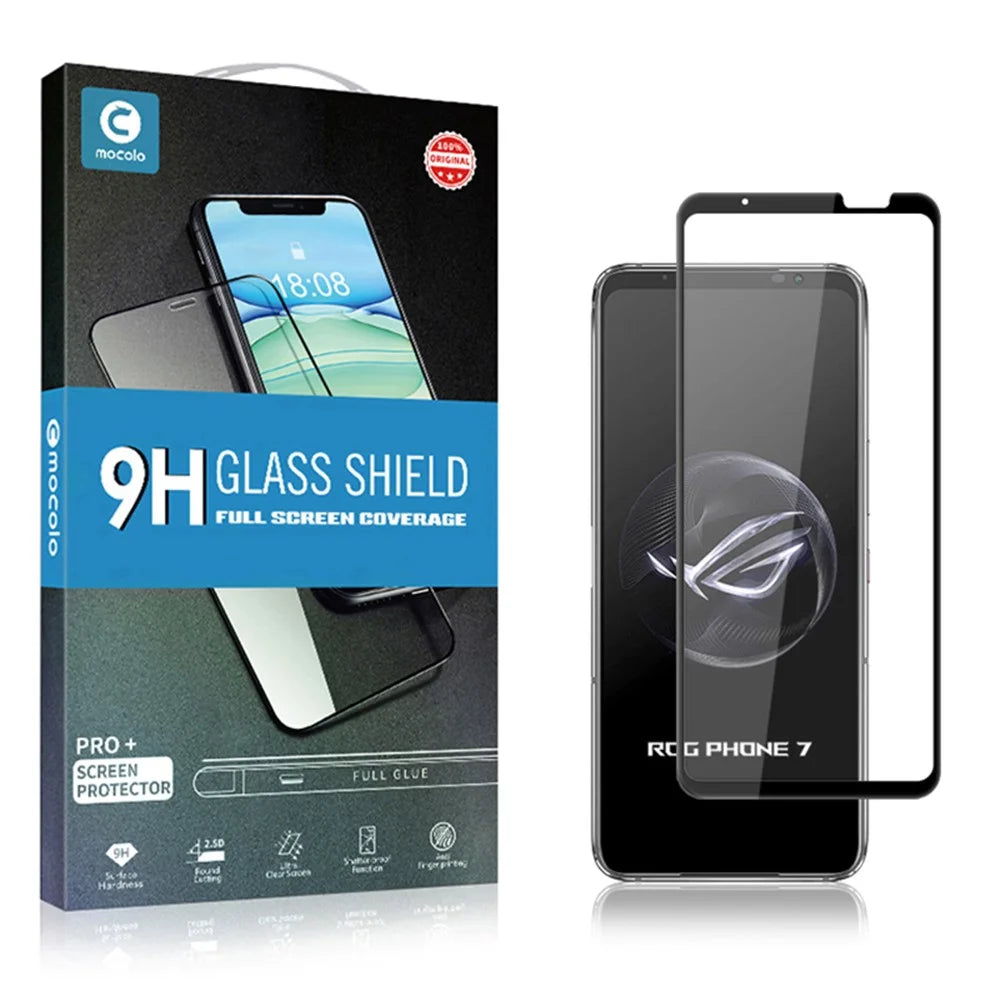 MOCOLO For Asus ROG Phone 7 5G Full Screen Protector Full Glue Silk Printing Tempered Glass Film - Black - 7