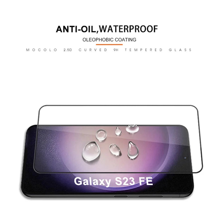 MOCOLO For Samsung Galaxy S23 FE Silk Printing Full Screen Protector Full Glue Tempered Glass Film - Black - 3
