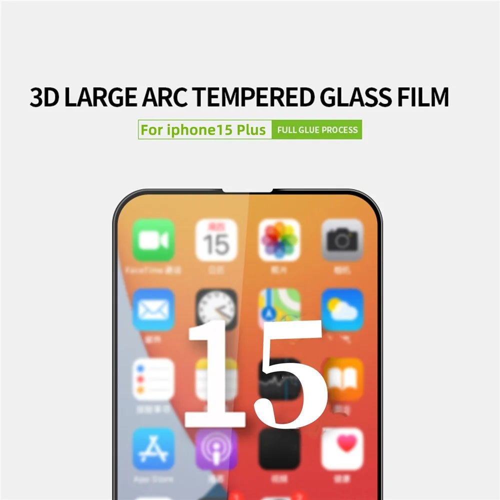 PINWUYO JK 3D Curved Tempered Glass Film-2 for iPhone 15 Plus Screen Protector Full Glue Ultra Clear High Aluminum-silicon Glass Film - 3