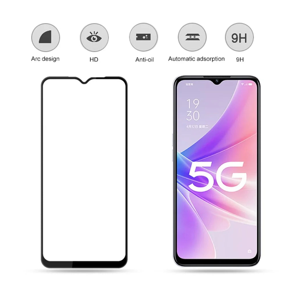 MOCOLO For Oppo A58 5G Silk Printing Full Screen Protector Full Glue Tempered Glass Film - Black - 2