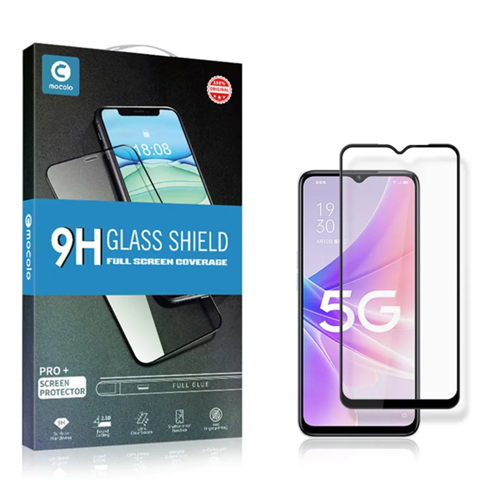 MOCOLO For Oppo A58 5G Silk Printing Full Screen Protector Full Glue Tempered Glass Film - Black - 7