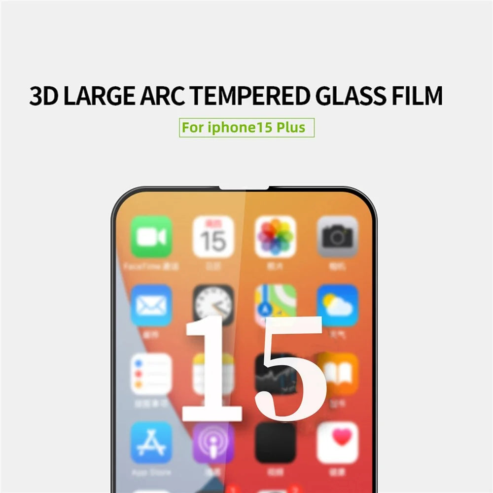 MOFI JK 3D Tempered Glass Film-1 for iPhone 15 Plus Curved High Aluminium-silicon Glass Screen Protector - 3