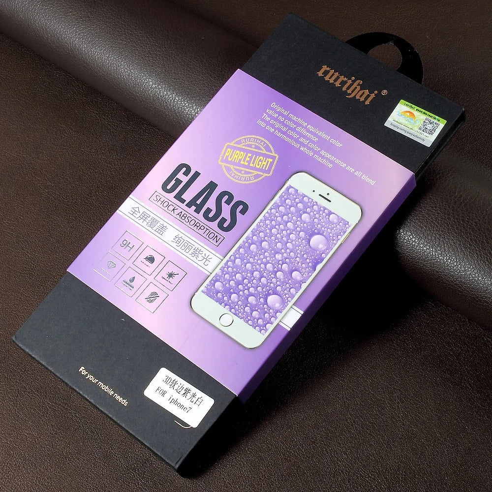 RURIHAI Anti-blue-ray Soft Edge Full Tempered Glass Screen Protector for iPhone 7 Plus 5.5 - Black - 7