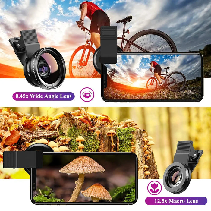 APEXEL 0.45x Universal Super Wide Angle 12.5x Macro SLR Effect External Camera Phone Lens - 5