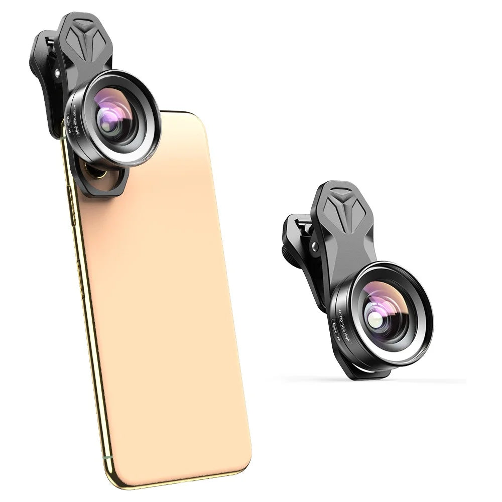 APEXEL APL-HB2IN1WM Phone Lens 2 in 1 Clip-on 10X Macro Lens + 120° Wide Angle Lens Kit - 1