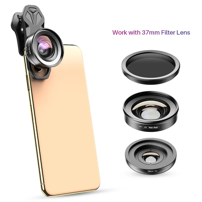 APEXEL APL-HB2IN1WM Phone Lens 2 in 1 Clip-on 10X Macro Lens + 120° Wide Angle Lens Kit - 4