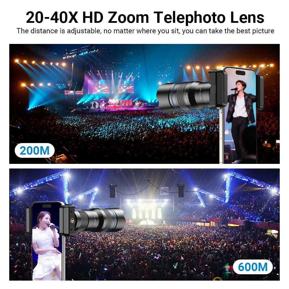 APEXEL HD Metal 20-40x Zoom Telescope Telephoto Lens Monocular Phone Camera Lens for iPhone Samsung Huawei - 5
