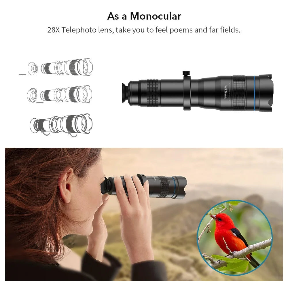 APEXEL APL-JS28X HD 28x Telephoto Telescope Lens Universal Smartphone Photography Kit - 3