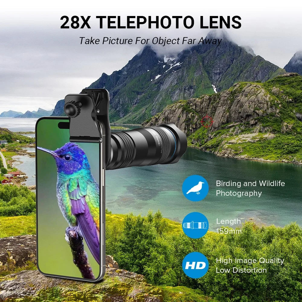APEXEL APL-JS28X HD 28x Telephoto Telescope Lens Universal Smartphone Photography Kit - 7