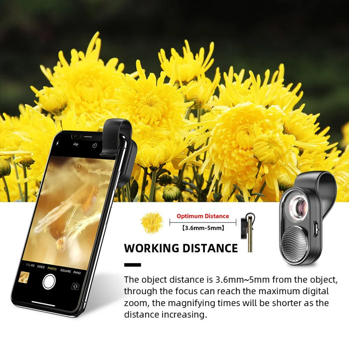 APEXEL APL-MS01 100X Phone Camera Microscope Lens High Magnification LED Light Pocket Phone Micro Lens for iPhone Samsung Smartphones - 5