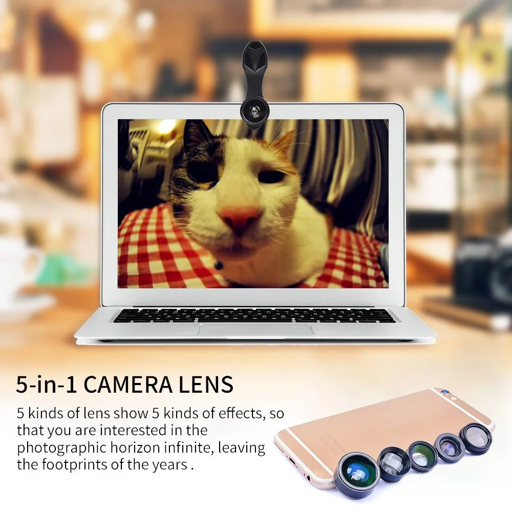 APEXEL APL-DG5-H 5-in-1 Fisheye Wide Angle Macro Telephoto CPL Lens Mobile Phone Mini Camera Lens - 4