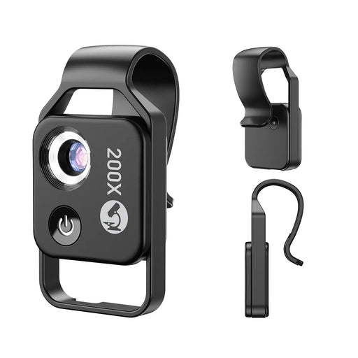APEXEL APL-MS002CBK 200X Mobile Phone HD CPL Macro Lens Microscope with LED Light - Black - 1