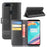 Genuine Split Leather Wallet Moble Phone Case with Stand for OnePlus 5T - Black - 1