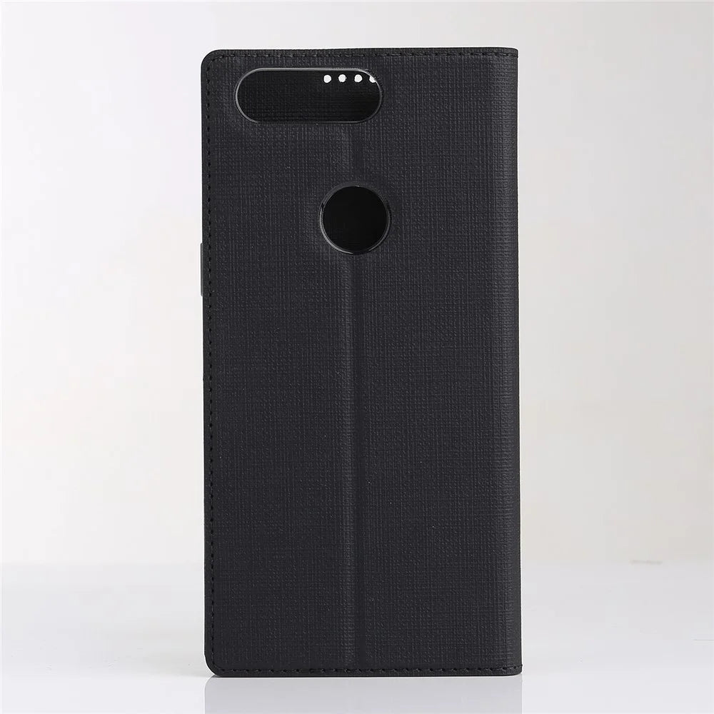 VILI DMX Cross Texture Card Holder Leather Stand Cover for OnePlus 5T - Black - 2