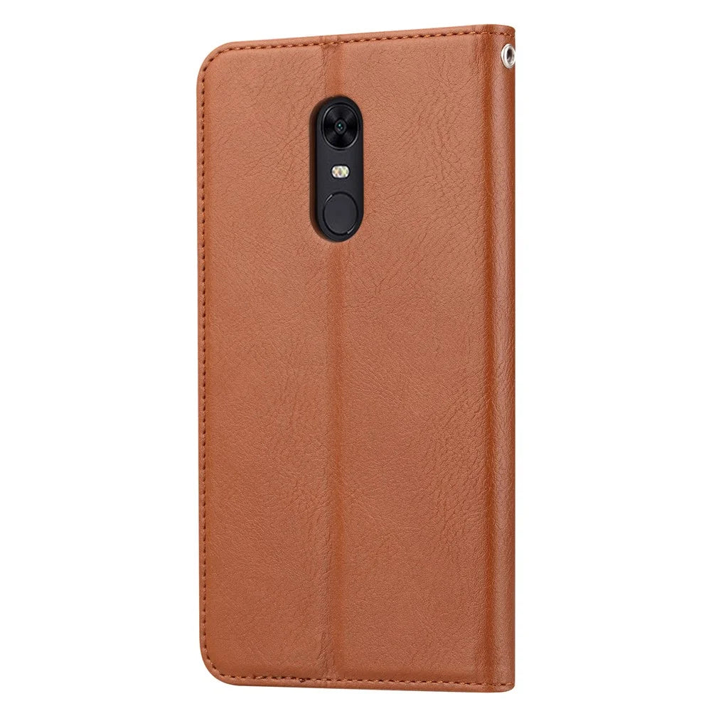 Auto-absorbed Leather Wallet Mobile Shell Casing for OnePlus 6T - Brown - 3