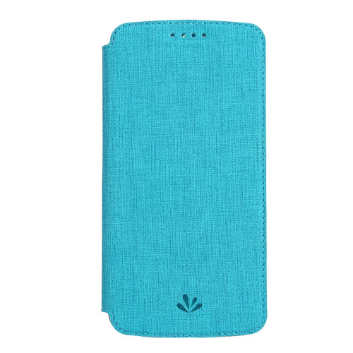 VILI DMX for OnePlus 6T Cross Texture Leather Protective Shell [Card Holder Stand] - Blue - 1