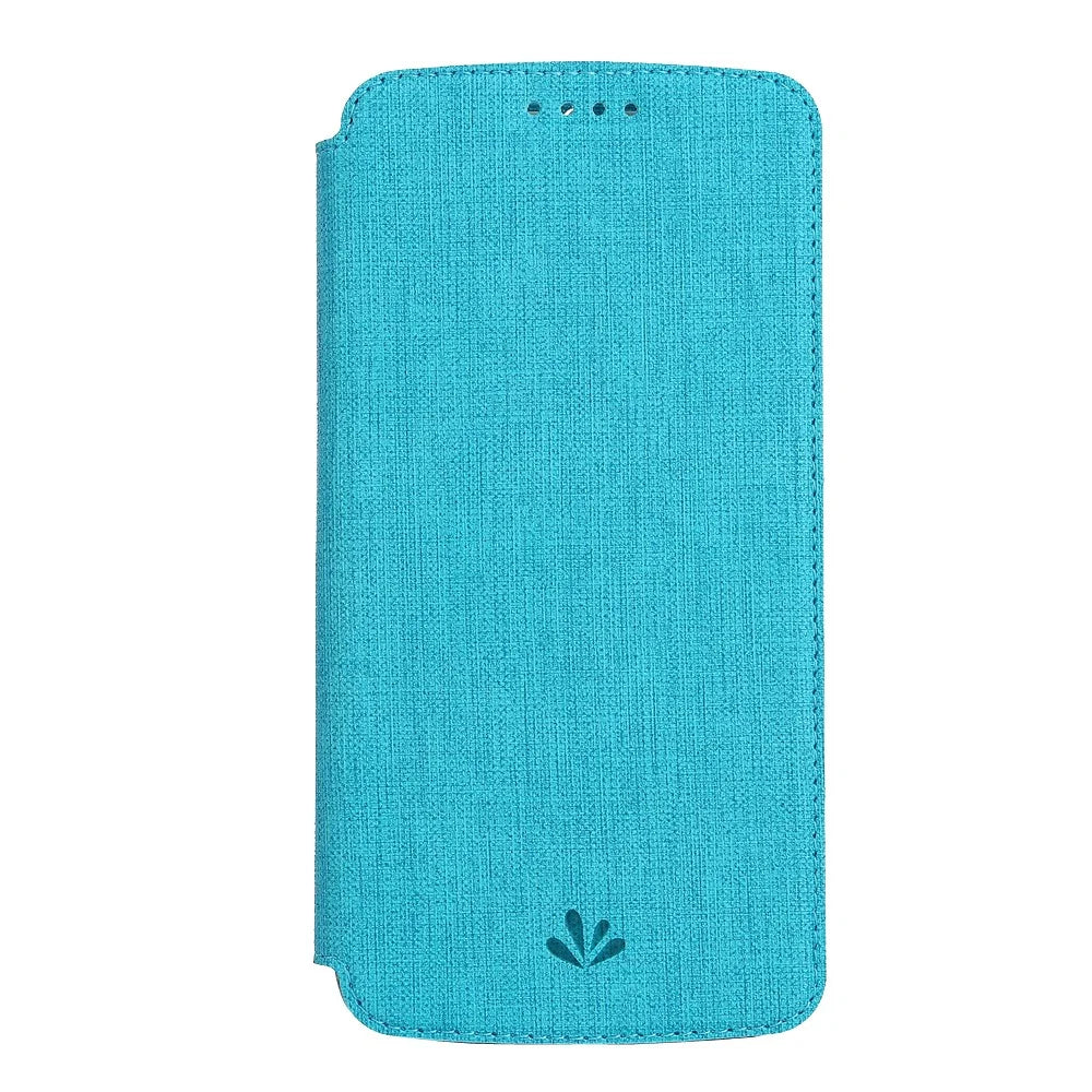 VILI DMX for OnePlus 6T Cross Texture Leather Protective Shell [Card Holder Stand] - Blue - 1