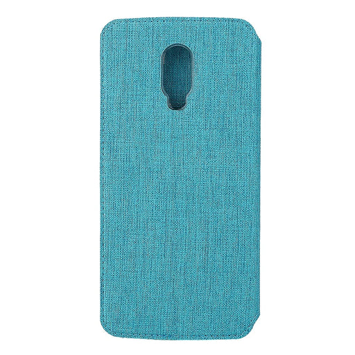 VILI DMX for OnePlus 6T Cross Texture Leather Protective Shell [Card Holder Stand] - Blue - 2