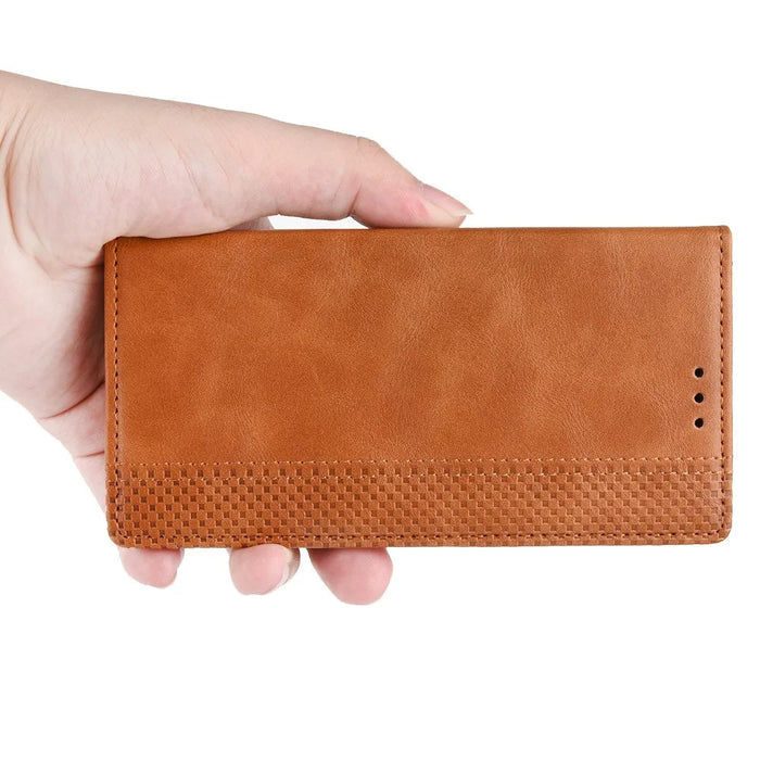 Vintage Style Leather Wallet Case for OnePlus 6T - Brown - 5