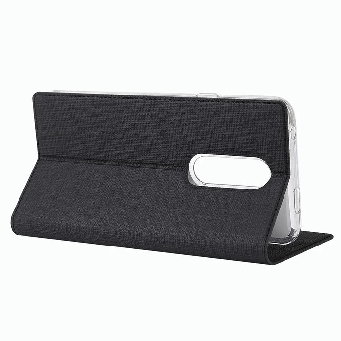 VILI DMX Cross Texture Card Holder Leather Stand Cover for OnePlus 7 Pro - Black - 5