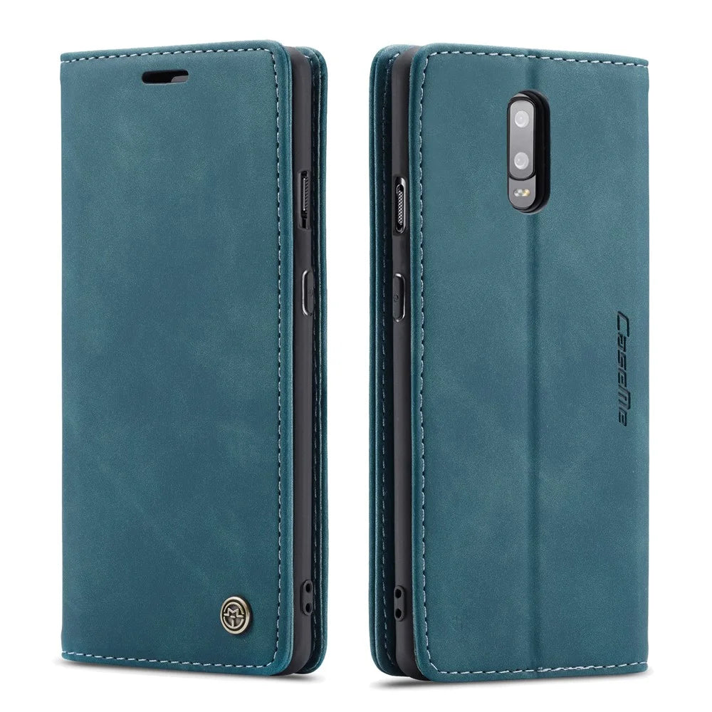 CASEME 013 Series Auto-absorbed Leather Flip Wallet Case for OnePlus 7 - Blue - 2