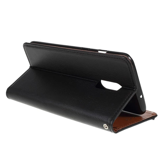 Auto-absorbed Wallet Leather Stand Phone Cover for OnePlus 7 - Black - 7