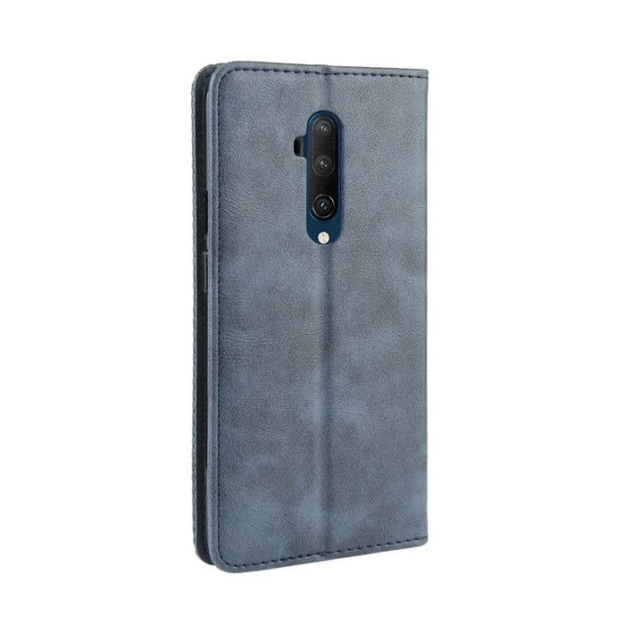 Retro Style Auto-absorbed Leather Casing Phone Shell for OnePlus 7T Pro - Blue - 6