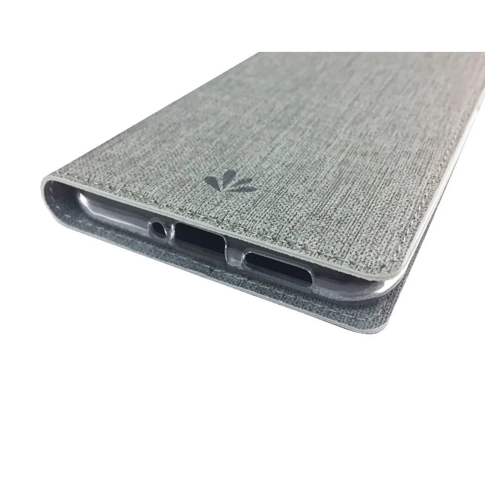VILI DMX Cross Texture Stand Leather Card Holder Phone Cover for OnePlus 7T - Grey - 6