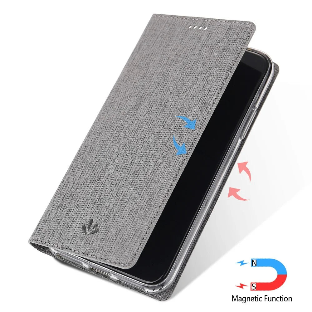 VILI DMX Cross Texture Leather Stand Case with Card Slot for OnePlus 7T Pro - Grey - 4