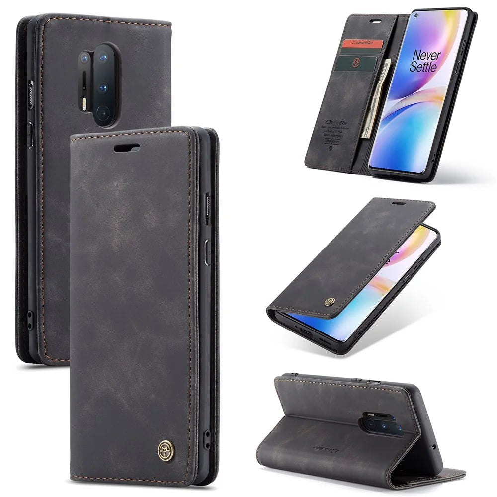 CASEME 013 Series Auto-absorbed Leather Protection Case for OnePlus 8 Pro - Black - 1