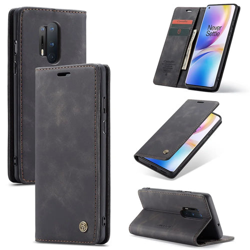 CASEME 013 Series Auto-absorbed Leather Protection Case for OnePlus 8 Pro - Black - 1