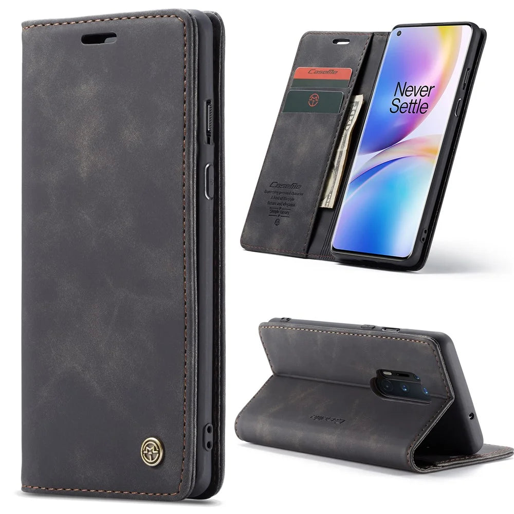 CASEME 013 Series Auto-absorbed Leather Protection Case for OnePlus 8 Pro - Black - 2