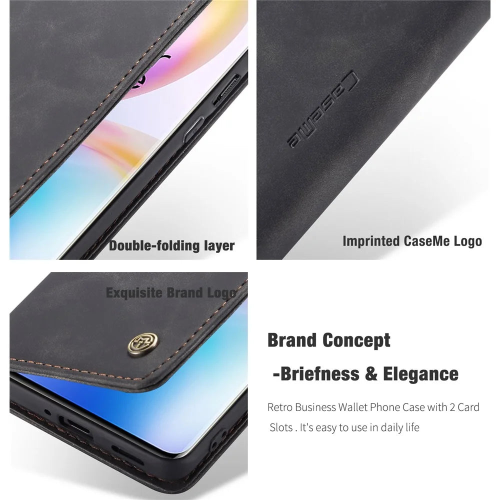 CASEME 013 Series Auto-absorbed Leather Protection Case for OnePlus 8 Pro - Black - 5