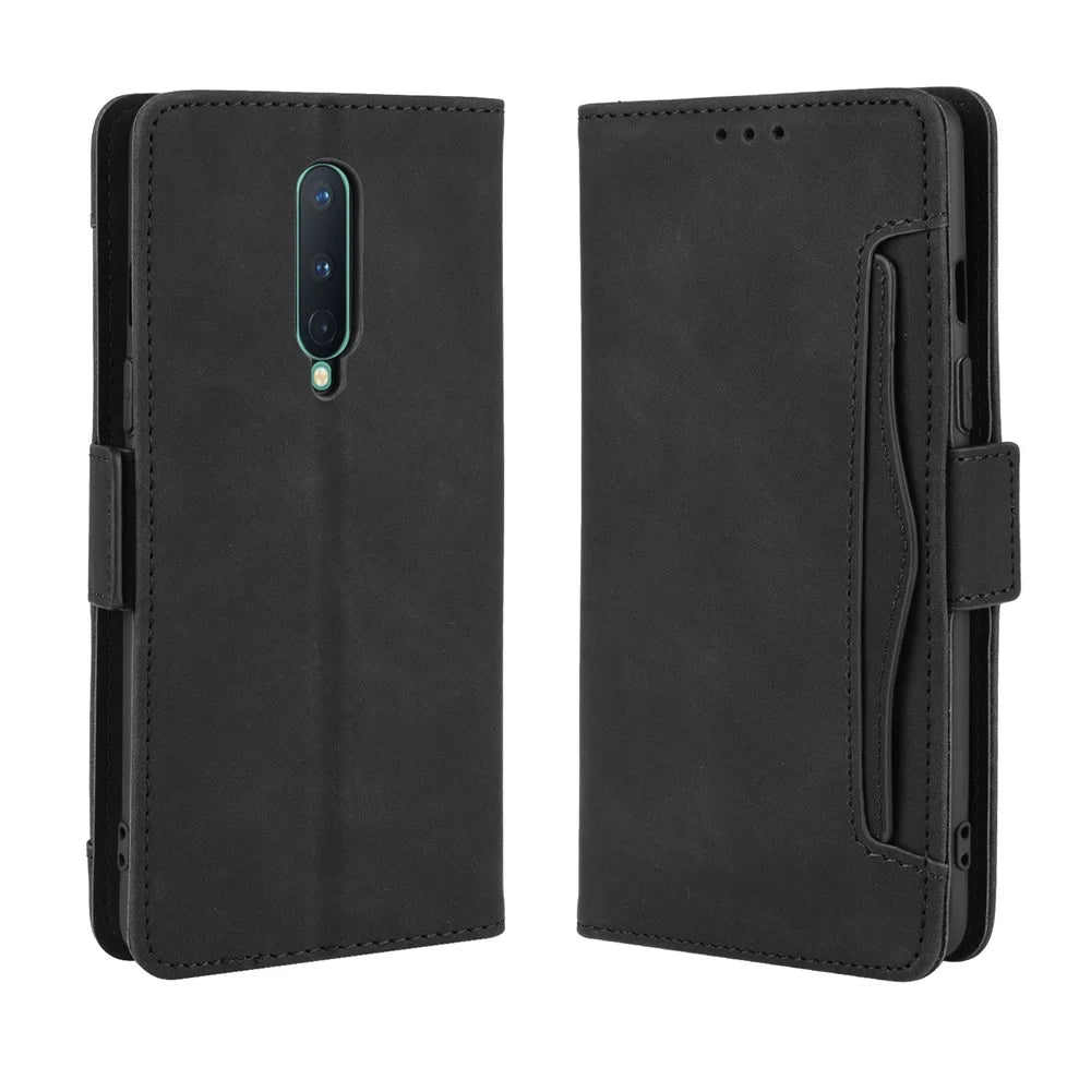 PU Leather Stand Wallet Phone Casing with Multiple Card Slots for OnePlus 8 - Black - 2