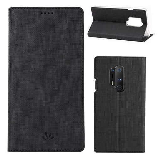 VILI DMX Cross Texture Leather Stand Shell for OnePlus 8 Pro - Black - 1