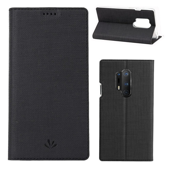 VILI DMX Cross Texture Leather Stand Shell for OnePlus 8 Pro - Black - 1